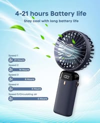 Portable Mini Fan with 5 Speeds & LED Display – USB Rechargeable, Quiet, for Travel & Desk Use_img_6