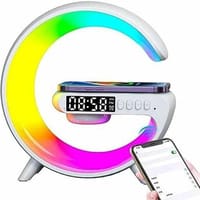 G63 Wireless Bluetooth Speaker LED RGB Light Wireless Charger Intelligent Atmosphere RGB G Shape Bedside Music Clock Smart Speaker_img_3