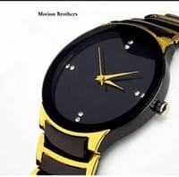 HFRYH NRA1 BlackGolden Stainless Steel Watch with RAOLIAS Hands for Men_img_1