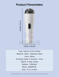 💥HEGRUS Rechargeable Electric Foot Grinder with 2 Grinding Heads_img_5