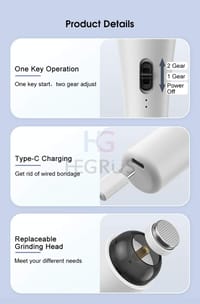 💥HEGRUS Rechargeable Electric Foot Grinder with 2 Grinding Heads_img_6