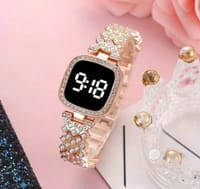 LED Display Digital Touch Screen Diamond Watch And Bracelet Fashion For Girls Women_img_0