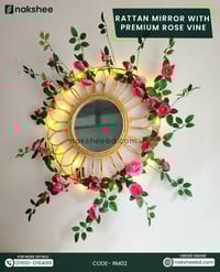 Rattan Frame Mirror RM02 + Premium Rose vine_img_4
