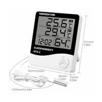 HTC-2 Digital Temperature Humidity Meter | Indoor & Outdoor Sensor | Clock + Weather Station_img_0