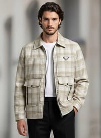 Prada Corduroy Blouson Jacket (Light beige with white)_img_1