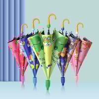 Kids Cartoon Printed Waterproof & UV Protection Transparent Plastic Cover Umbrella_img_0