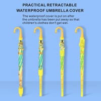 Kids Cartoon Printed Waterproof & UV Protection Transparent Plastic Cover Umbrella_img_3