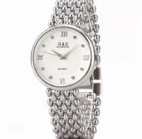 Stainless Steel Silver Simple Quartz Watch Lady Clock Casual Fashion_img_1