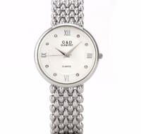 Stainless Steel Silver Simple Quartz Watch Lady Clock Casual Fashion_img_2