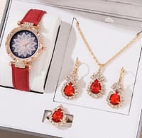 New Fashionable Belt Watch and Stone Jewelry Sets For Women Gift Item 5Pcs Sets_img_1