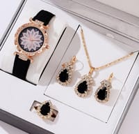New Fashionable Belt Watch and Stone Jewelry Sets For Women Gift Item 5Pcs Sets_img_4