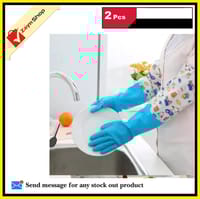 Silicone Dish Washing Kitchen Hand Gloves Double Layer High Quality (Multicolor) 1 pair_img_2