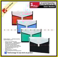 Expanding Pocket File with Handle 12 Pockets A4 Size Random Color 1 Pcs_img_0