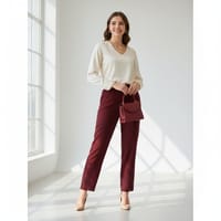 Premium Maroon Salowar Pant | Shating Cotton Linen Fabric | Soft & Stylish_img_2