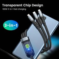 3-in-1 USB Charger Cable | 100W Fast Charging Braided Data Cable_img_0