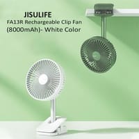 JISULIFE FA13R Rechargeable Clip Fan (8000mAh)- White Color_img_1