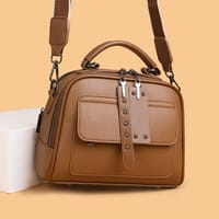 High end ladies' handbag multi-layer large capacity commuting bag(Brown)_img_2