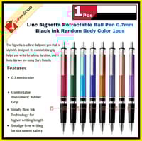 Linc Signetta Retractable Ball Pen 0.7mm Black ink Random Body Color 1pcs_img_0