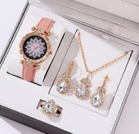New Fashionable Belt Watch and Stone Jewelry Sets For Women Gift Item 5Pcs Sets_img_3