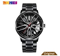 Waterproof Stainless Steel Quartz Car Wheel Rim Hub Design Men's Wrist Watch_img_5
