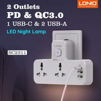 LDNIO SC2311 20W 3-Port USB Charger Extension Power Strip_img_0