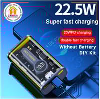 PD22.5W Nothing Power Bank Case Transparent Power Bank Fast Charging External Battery for Mobile and others Battery Charger (Without Battery) Used 2 cell 18650 model Li-ion battery_img_1