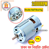 775 DC Motor Double Ball Bearing DC 12V-18V 21000RPM Big Torque Speed Low Noise RS775 5mm Shaft with Cooling Fan for Car Wash Pump Water Pump Sprayer Electric DIY Drill Tools_img_0