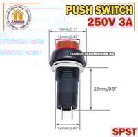 1PCS Push Switch PBS-11 PUSH BUTTON AC 250V 3A 2 Pin Leads On Off SPST RED CAP Plastic Push Button Switch Latching Switches_img_2