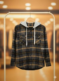 Flanel Check Hooded shirt for winter. (Unisex)  250 GSM_img_0