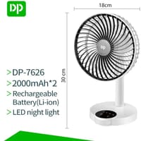 DP-7626 AC/DC Rechargeable 4000mAh Lithium Battery Touch Control Multiple Modes Portable Fan With LED Lamp_img_4