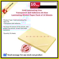 Cold Laminating Flim Transparent Self Adhesive A4 Size Laminating Sticker Paper Pack of 10 Sheets_img_2
