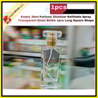 Empty 30ml Perfume Atomizer Refillable Spray Transparent Glass Bottle 1pcs Long Square Shape_img_1