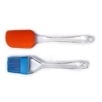 Silicone Spatula and Pastry Brush Set Special for Cake Mixer, Cooking, Baking, Glazing - Set of 1 (Multicolor)_img_0