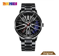 Waterproof Stainless Steel Quartz Car Wheel Rim Hub Design Men's Wrist Watch_img_3