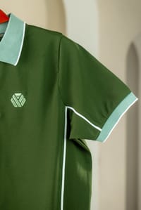 Premium Quality Piping Cut & Sew Design Pique Polo - Forest grn_img_3