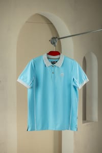 Premium Quality Piping Cut & Sew Design Pique Polo - Light cyn_img_4