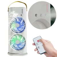 Rechargeable Dual Head Mist Cooling Fan with Remote – 3 Speeds, LED Light & 280ml Water Tank_img_4