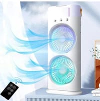 Rechargeable Dual Head Mist Cooling Fan with Remote – 3 Speeds, LED Light & 280ml Water Tank_img_7