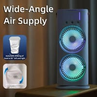 Rechargeable Dual Head Mist Cooling Fan with Remote – 3 Speeds, LED Light & 280ml Water Tank_img_9