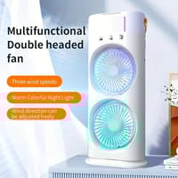 Rechargeable Dual Head Mist Cooling Fan with Remote – 3 Speeds, LED Light & 280ml Water Tank_img_0