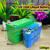 12V 12Ah LiFePO4 Bike Self-Start Battery Pack | 4S2P IFR32700 Cells with 100A Balanced BMS_img_0