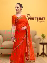 ব্লাউজ পিস সহ এমব্রয়ডারি জর্জেট শাড়ী_img_0