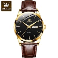 O'levs 6898 PU Leather Analoge Watch For Men_img_3