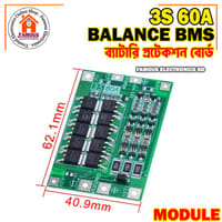 3s 60A Li-ion Lithium Battery Charger Protection Board BMS Balance version - Innovative Design - Expression of Yourself_img_1
