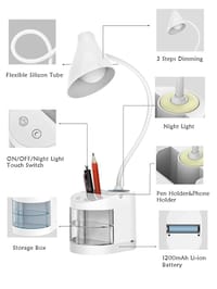 SUNMOON SM-7708 Table Lamp | 1200mAh | Touch Control | Eye Protection | Pen Holder_img_9