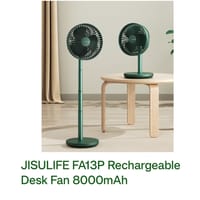 JISULIFE FA13P Rechargeable Desk Fan 8000mAh- Green/White Color_img_0