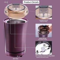 Electric Herb & Spice Grinder 150W – Mini Blender Pink Stainless Steel_img_4