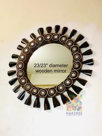 wooden mirror 23/23'' size Black circle_img_0
