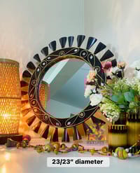 wooden mirror 23/23'' size Black leaf_img_0