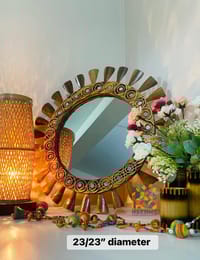 wooden mirror 23/23'' size Wooden circle_img_0